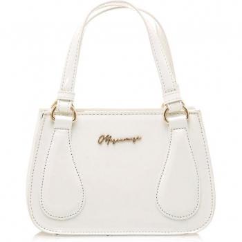 Bolso de mano Mini Handy blanco con efecto charol y cierre de cremallera Mariamare