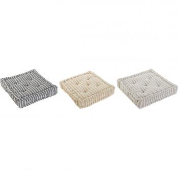 Cojín Home ESPRIT Amarillo Beige Mediterráneo 56 x 56 x 13 cm (3 Unidades)