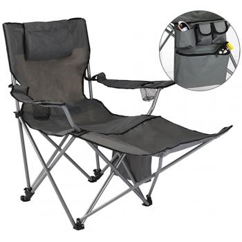 HI Silla de Camping Lujosa con Reposapiés Artículos de Exterior Acampada Senderismo Sillón Sofás Asientos Muebles Mobiliario Hamacas Antracita
