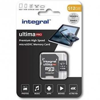 Tarjeta Micro SDXC Integral 512GB UHS-I U3 V30 100MB/s con Adaptador