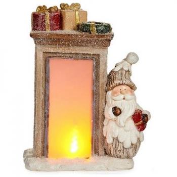 Figura Decorativa Papá Noel Luz LED 20 x 45 x 32 cm Cerámica Marrón Blanco