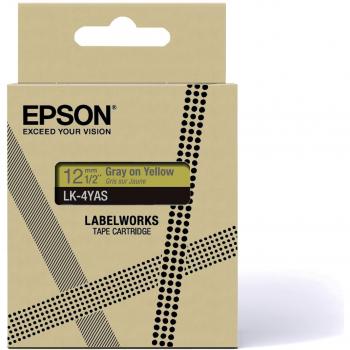 Cartucho de Etiquetas Epson LK-4YAS - Gris sobre Amarillo - Cinta de 12mm x 8m para LabelWorks LW-C410 y LW-C610