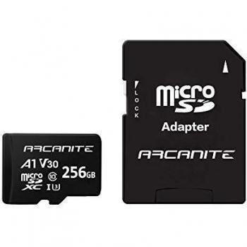 ARCANITE - Tarjeta de memoria microSDXC de 256 GB con adaptador SD, A1, UHS-I U3, V30, 4K, Clase 10, microSD, Velocidad de lectura hasta 90 MB/s