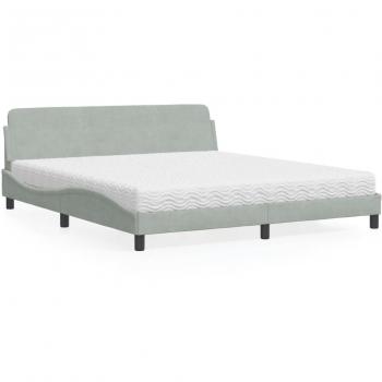 Cama con colchón terciopelo gris claro 180x200 cm Vidaxl