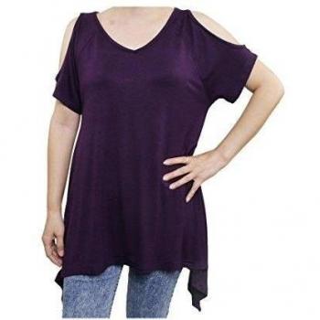 Lofbaz Mujer Camiseta con tirantes de hombro Design #1 Morado Oscuro L