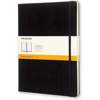 Moleskine - Cuaderno Clásico con Hojas Rayadas, Tapa Dura y Cierre Elástico, Color Negro, Tamaño Extra Grande 19 x 25 cm, 192 Hojas