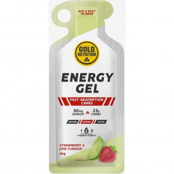 Gold Nutrition Energy Gel 40g - Energía Instantánea - Sabor Fresa Lima - Caja de 16 uds. - Talla Única