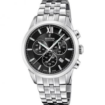 Reloj Festina Swiss Made F20040/4 Chrono de acero plateado