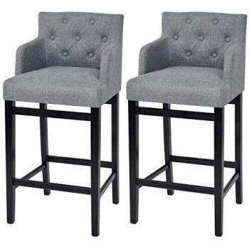 vidaXL Taburetes de bar de tela 2 unidades 50x47x103 cm gris claro