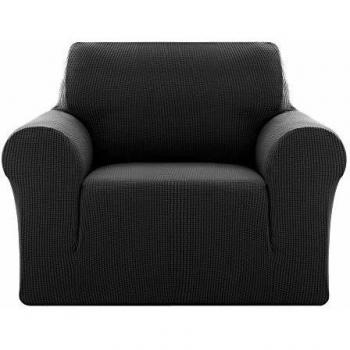 Deconovo Cubre de Sillón Funda para Sofá 1 Plaza Protector Elástica Negro