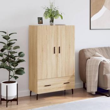Aparador alto de madera de ingeniería roble Sonoma 69,5x31x115 cm - Mueble de almacenaje para salón, buffet, armario auxiliar y armario de almacenamiento