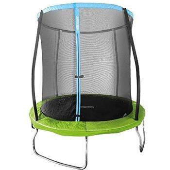 Aktive 54083 - Cama elástica infantil exterior, Trampolines para niños exterior, medidas 244x242 cm, peso máx 100 kg, +6 años, con red de seguridad, trampolín resistente, protección UV, Aktive Sports