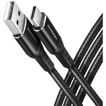 AXAGON Cable de carga y sincronización BUCM-AM10AB USB-C  USB-A, 1m, USB 2.0, 3A, Aluminio, trenzado, Negro