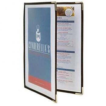 Carpeta Menú Securit A4 Doble Transparente para 4 Páginas - Set de 3 Unidades