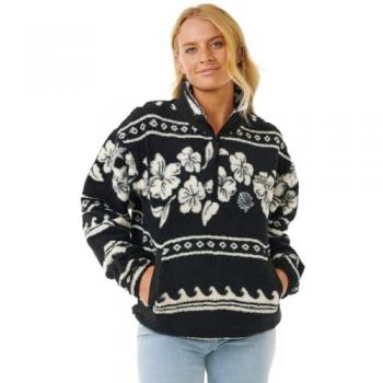 Chaqueta Polar Rip Curl Soleil 1/4 Zip para mujer, color negro, talla S