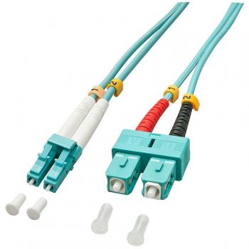 Lindy 10m OM3 LC/SC Duplex Multimode Fiber Optic Cable - Turquoise