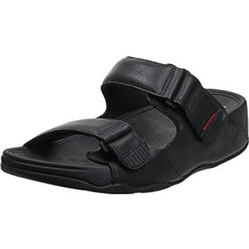 FitFlop Gogh Leather Slide Sandals - Black EU 42