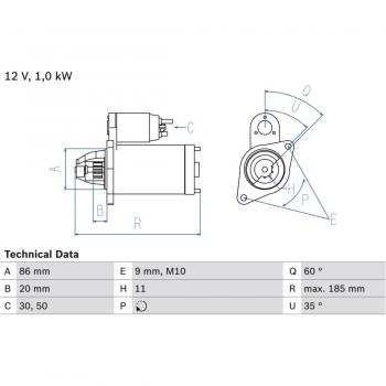 Motor de arranque BOSCH 0 986 027 030 - Starter Bosch 2703