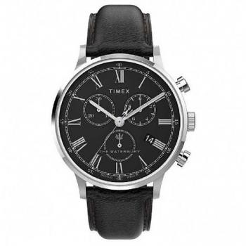 Timex Waterbury Classic Chronograph Watch - Black Dial, Quartz Movement, 5 ATM Water Resistance
