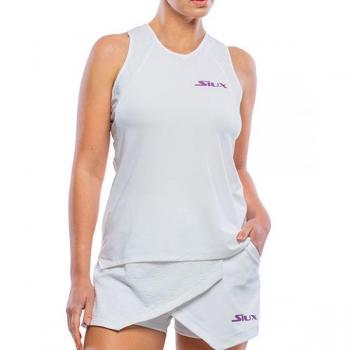 Camiseta Sin Mangas Siux Jacquard Mujer, T-shirt Senza Maniche In Jacquard Bianco Donna