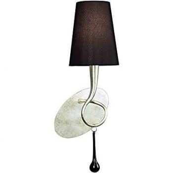 Aplique de Pared Mantra Paola Plata 1 Luz Metal Cristal Tela