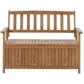 Banco de jardín de madera maciza de acacia 120 cm con almacenaje color claro Sovana