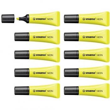 Stabilo Neon Highlighter Amarillo 10 Unidades