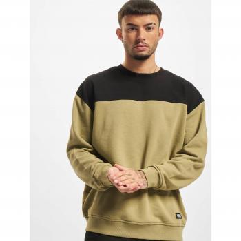 Urban Classics Upper Block Crewneck Sweatshirt - Relaxed Fit, Khaki/Black