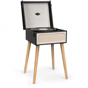 Tocadiscos Auna Sarah Ann Bluetooth USB 33, 45 y 78 rpm negro/crema con altavoces integrados