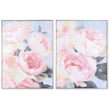 Cuadro DKD Home Decor Flores Romántico (2 Unidades)