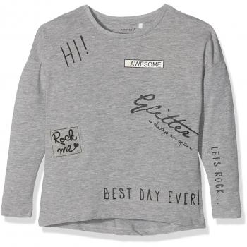 NAME IT Nitgeida Ls Top F Mini, Camisa Manga Larga para Niñas, Gris