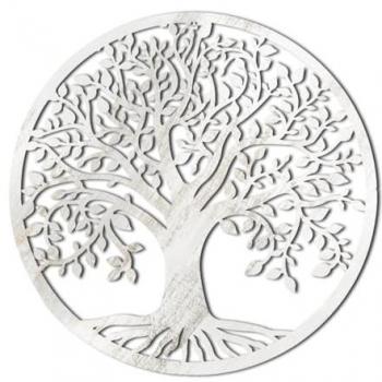 Adorno Árbol de la Vida Blanco de Metal 50X1X50cm Aplique Metal Mandalas Decorativos