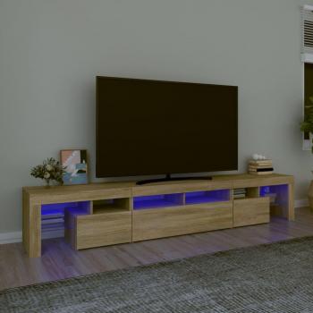 Mueble de TV con luces LED 230x36,5x40 cm en roble Sonoma, Mueble de salón, Mesa de TV