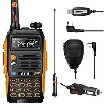 Baofeng GT-3 - Walkie-Talkie UHF/VHF dual band , incluye cable USB para programación y micrófono con altavoz sin cables
