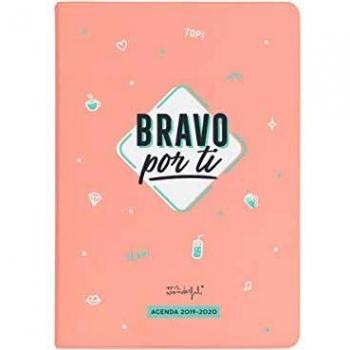 Mr Wonderful 2019/20 Diario - Agenda Clásica Bravo por ti, 12,6 x 17,4 x 2,5 cm, 160 Páginas, Rosa