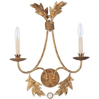 Aplique de pared Sweet Olive con vela de 2 luces, Dorado, E14