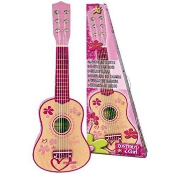 Bontempi Guitarra infantil de madera 6 cuerdas rosa 55 cm