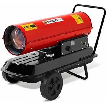 Calefactor de gasoil EBERTH 30kW, aerotermo directo, depósito 33L, protección sobrecalentamiento y apagallamas