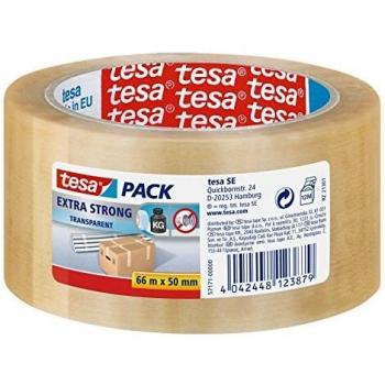 tesa 57171-00000-03 57171-00000-03-Cinta de Embalaje de PVC Serie 4120-66m x 50mm Transparente, Not_Applicable, 66 m x 50 mm