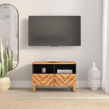 Mueble de TV de madera de mango marrón y negro 70x33,5x46 cm