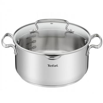 Cacerola Tefal Duetto+ 24 cm Acero Inoxidable con Tapa de Vidrio, 5 litros