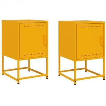 Mesitas de noche 2 uds acero amarillo mostaza 36x39x60,5 cm
