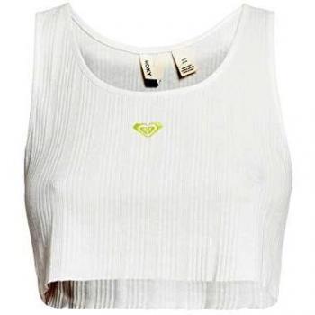 Roxy - Top Crop sin Mangas en Punto Canalé - Mujer - M - Blanco