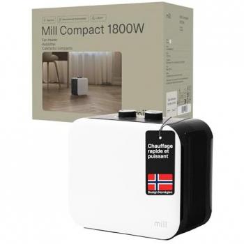 Calefactor Ventilador Compacto Mill 1800W Blanco, Calor Rápido y Potente para Espacios de 5-30 m²