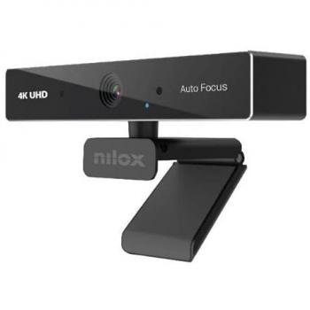 Webcam Nilox 4K Automática con Micrófono Integrado, 30fps, Full HD, Ángulo de Visión 80º, Cable de 200 cm, Compatible con Windows y Mac OS