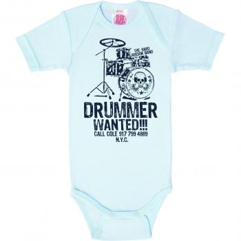 Logoshirt Body para bebé Queria Baterista - Drummer Wanted - Pelele para bebé - Azul Claro - Diseño Original con Licencia, Talla 62/68, 3-6 Meses