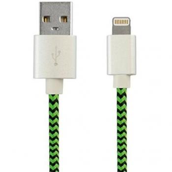 Cable de 1 m, Conectores USB y Lightning para iPhone, Verde