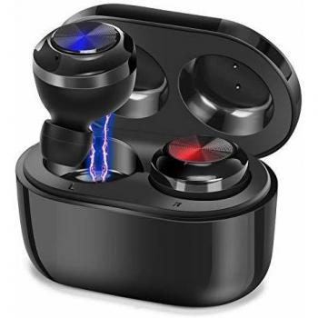 LTDNB Auriculares Bluetooth, Impermeable Auriculares Inalámbricos Bluetooth 5.0 QCY HiFi Mini Twins Estéreo In-Ear Bluetooth con Caja de Carga Portátil para iPhone y Android