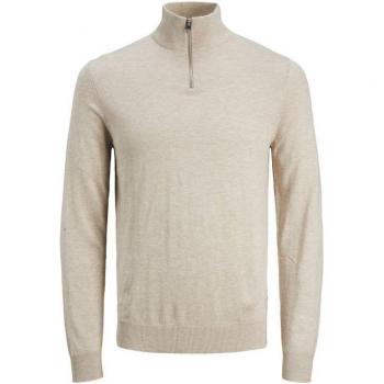 Suéter de punto Jack & Jones Emil con media cremallera color avena para hombre