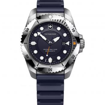 Reloj Victorinox Dive Pro Quartz 43mm Azul Dial, Resistente al Agua hasta 300m, Correa de Caucho